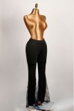EVE Lace Patchwork Solid Flare Pants YWXS-K25L763