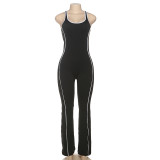 EVE Sleeveless Contrast Color Backless Yoga Jumpsuit XEF-K25Q68159