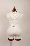 EVE Solid Color Zipper Hooded Two Piece Shorts Set YWXS-K25L624