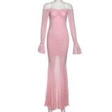 EVE Off Shoulder Solid Color Long Dress XEF-K25D70786