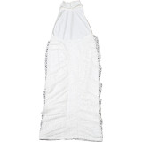 EVE Plteated Sleeveless Backless Midi Dress XEF-K25D75229