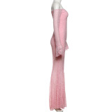 EVE Off Shoulder Solid Color Long Dress XEF-K25D70786