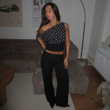 EVE Polka Dot Sexy One-shoulder Top XEF-K25L67774
