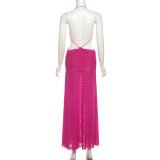 EVE Sexy Backless Tie Up Mesh Maxi Dress XEF-K25D76298