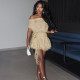 EVE Mesh Off Shoulder Backless Mini Dress XEF-K25D76616