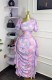 EVE Puff Sleeve Slash Neck Ruffles Bodycon Dress GXIN-8859