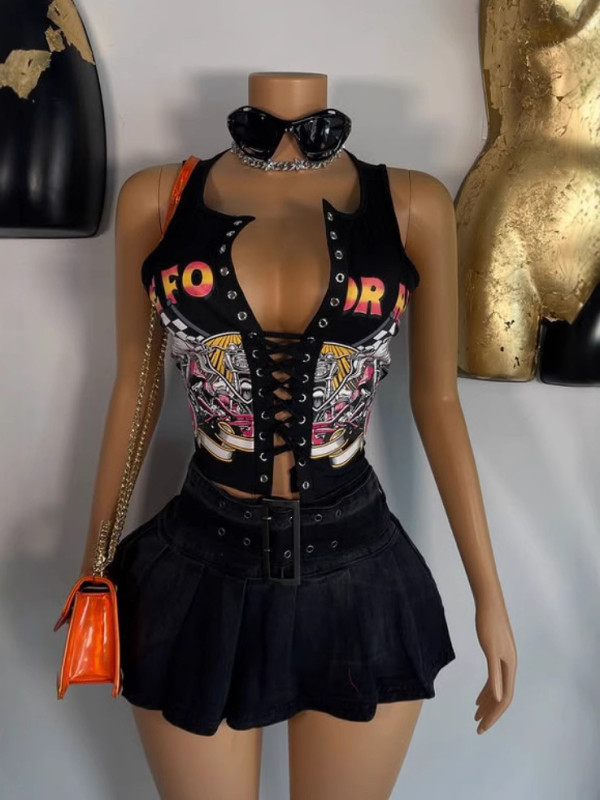 EVE Fashion Print Sleeveless T Shirts Vest GFCF-1386