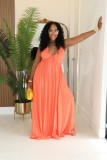 EVE Drawstring Lace Solid Color Loose Maxi Dress GTYZ-7576