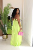 EVE Drawstring Lace Solid Color Loose Maxi Dress GTYZ-7576