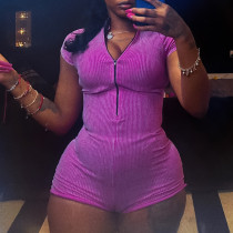EVE Solid Color Sport Yoga Zipper Romper GXBQ-1151340