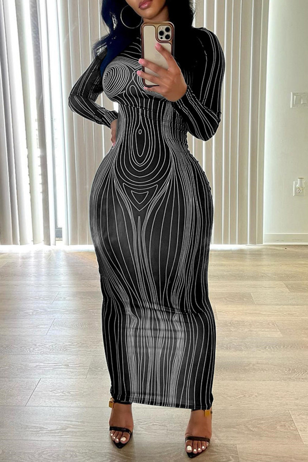EVE Long Sleeve O Neck Maxi Dress GXBQ-1141220