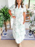 EVE Plus Size Print Short Sleeve Slim Maxi Dress GXBQ-802