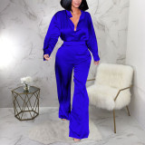 EVE Long Sleeve Solid Shirt Two Piece Pants Set YF-20040