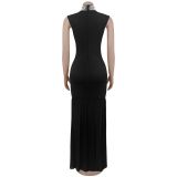 EVE Sleeveless Patchwork Slim Maxi Dress BY-7409