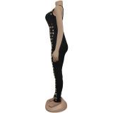 EVE Shoulder Strap Slim Solid Color Jumpsuit  BY-7490