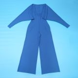 EVE Long Sleeve Solid Color Tops+Jumpsuit 2 Piece Set YF-10794