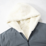 EVE Solid Color Hooded Zipper Plush Jacket GSZM-ZTP1449