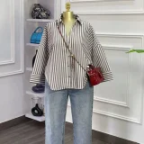 EVE Stripe Lapel Loose Shirt GCNE-72888