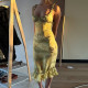 EVE V Neck Print Two Piece Skirts Set DLSF-K25S74680