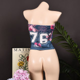 EVE Print Backless Wrap Chest Tops GFRT-32555TBY