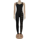 EVE Shoulder Strap Slim Solid Color Jumpsuit  BY-7490