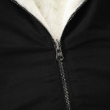 EVE Solid Color Hooded Zipper Plush Jacket GSZM-ZTP1449
