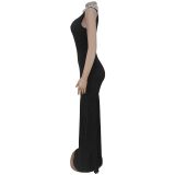 EVE Sleeveless Patchwork Slim Maxi Dress BY-7409