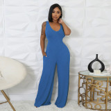 EVE Long Sleeve Solid Color Tops+Jumpsuit 2 Piece Set YF-10794