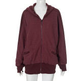 EVE Solid Color Long Sleeve Hooded Coat GSZM-ZTP1387