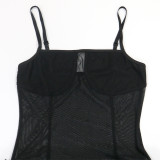EVE Mesh Patchwork Sling Mini Dress CYA-901963