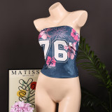 EVE Print Backless Wrap Chest Tops GFRT-32555TBY