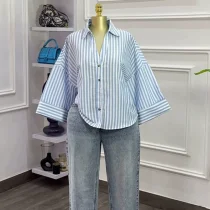 EVE Stripe Lapel Loose Shirt GCNE-72888