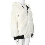 EVE Solid Color Hooded Zipper Plush Jacket GSZM-ZTP1449