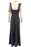 EVE Solid Color Tie Up Sling Maxi Dress XHXF-468