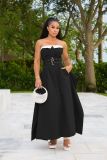 EVE Single-breasted Wrap Chest Belt Maxi Dress ZSD-0760