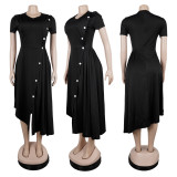 EVE Plus Size Fashion Irregular Short Sleeve Midi Dress NY-11127