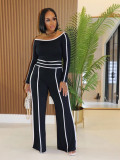 EVE One Shoulder Patchwork Long Sleeve Pants Suit NY-9191