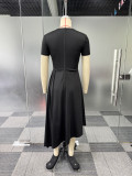 EVE Plus Size Fashion Irregular Short Sleeve Midi Dress NY-11127