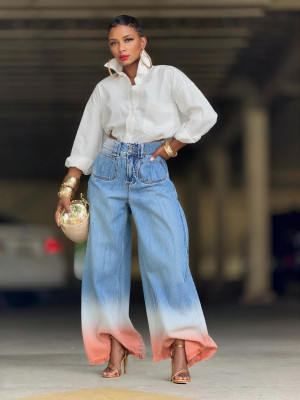 EVE Gradient Color Wide Leg Jeans GYLN-2682