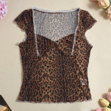 EVE Leopard Print V Neck Tops GNZD-51677TBD