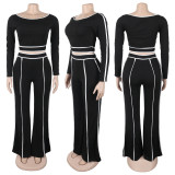 EVE One Shoulder Patchwork Long Sleeve Pants Suit NY-9191