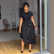 EVE Plus Size Fashion Irregular Short Sleeve Midi Dress NY-11127