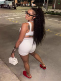 EVE Solid Color Tank Tops Two Piece Short Set GFCF-1383