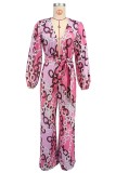 EVE Print Deep V Neck Two Piece Pants Set XHXF-8727
