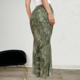 EVE Printed Low-waist Fishtail Skirt GFRT-42053SBG