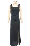 EVE Solid Color Tie Up Sling Maxi Dress XHXF-468