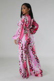 EVE Print Deep V Neck Two Piece Pants Set XHXF-8727