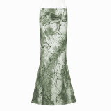 EVE Printed Low-waist Fishtail Skirt GFRT-42053SBG