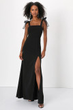 EVE Solid Color Tie Up Sling Maxi Dress XHXF-468