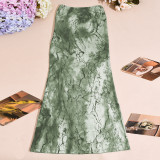 EVE Printed Low-waist Fishtail Skirt GFRT-42053SBG